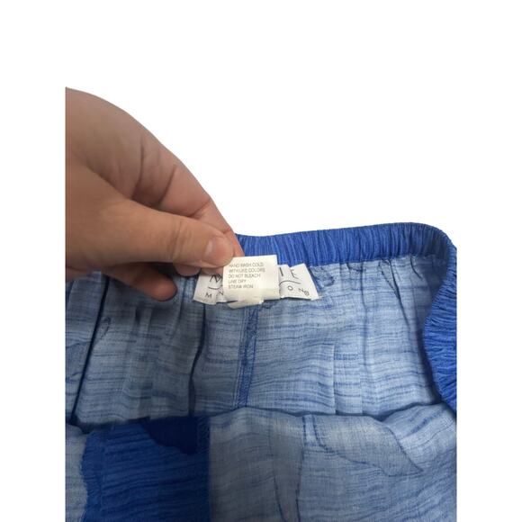 Blue Floral A-Line Midi Skirt 1X Maggie McNaughton Boho Button Front Rayon Lined - Picture 6 of 6